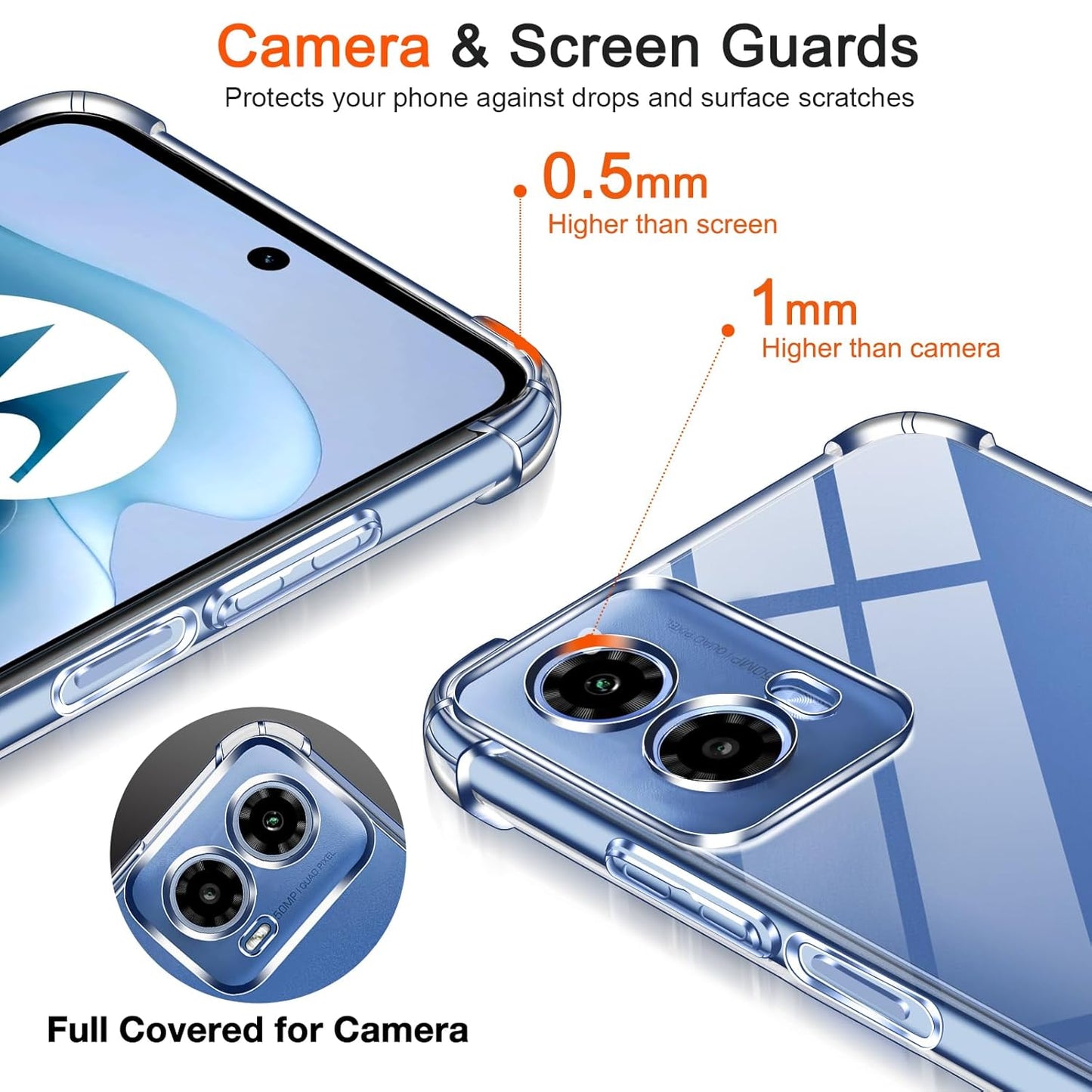 Transparent Crystal Clear Back Cover for Moto G34