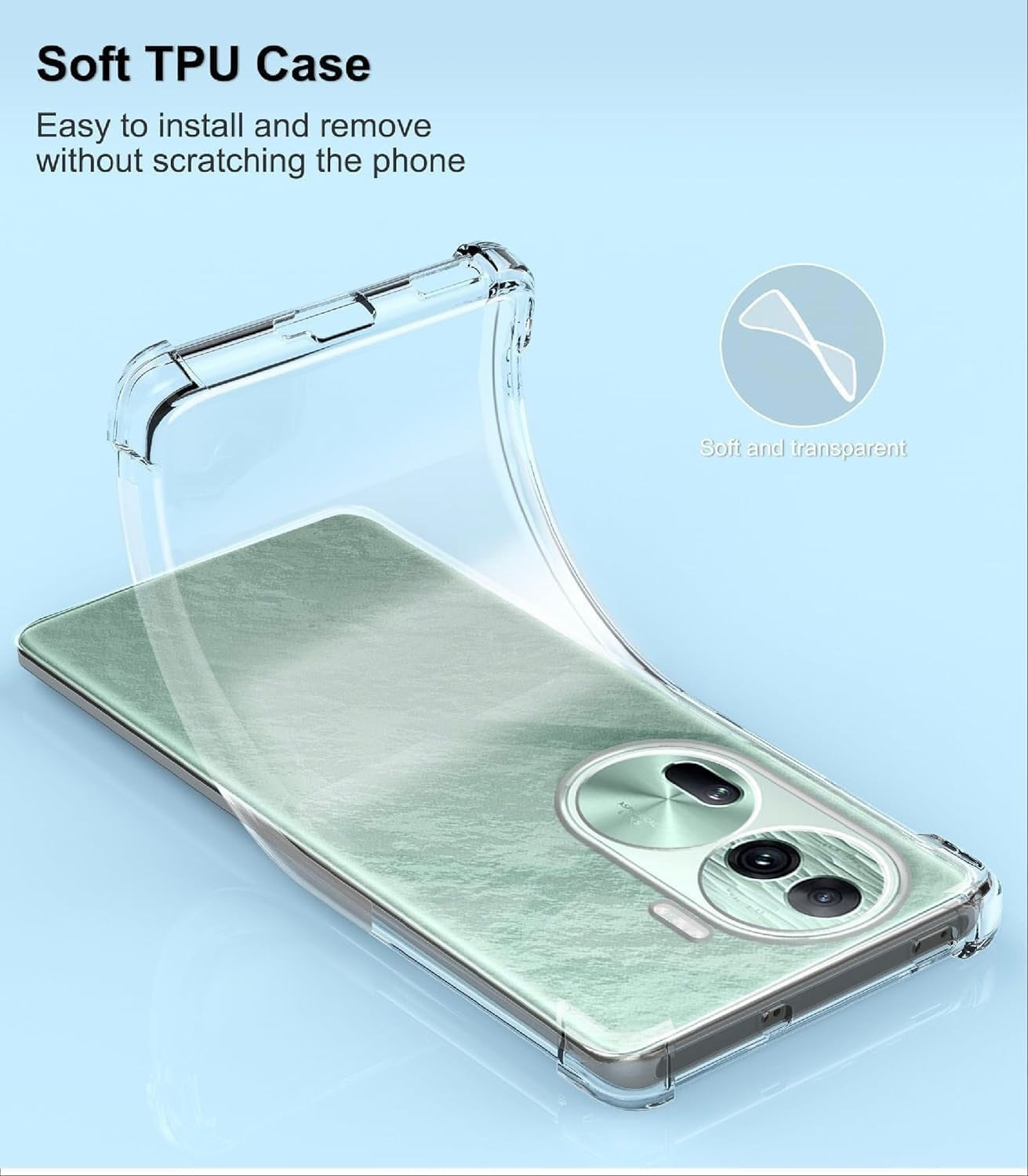 Transparent Crystal Clear Back Cover for Oppo Reno 11 5G